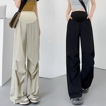 Summer Pregnant Woman Sweatpants Thin Long Loose High Waist Maternity Casual Trousers Cargo Pants Pregnancy Sports Pants M-4XL