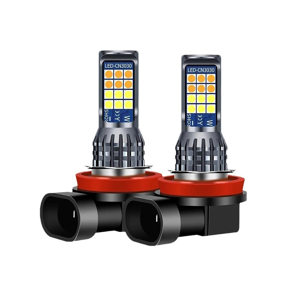 2개입 인기상품 듀얼 컬러 LED 안개등 24SMD 9006 H11 H16 P13W H4 H7 자동차 전방 안개등