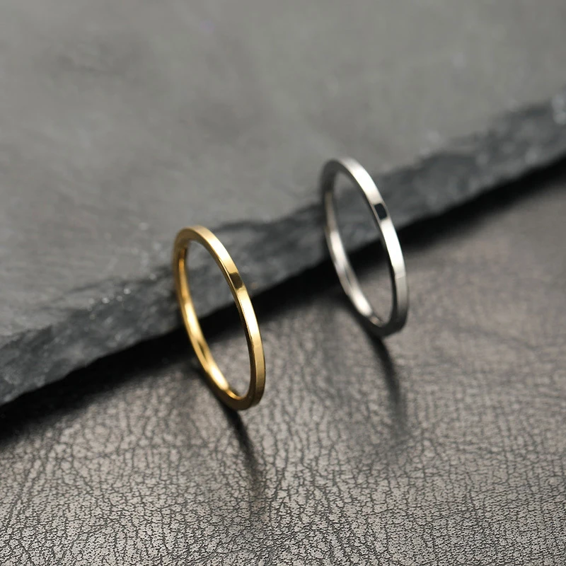Stainless Steel Ring Finger Ring 2mm Super Fine Stainless Steel Rings Japan Korea Fashion Flat Inside Spherical Titanium Ring Jewelry Accessories