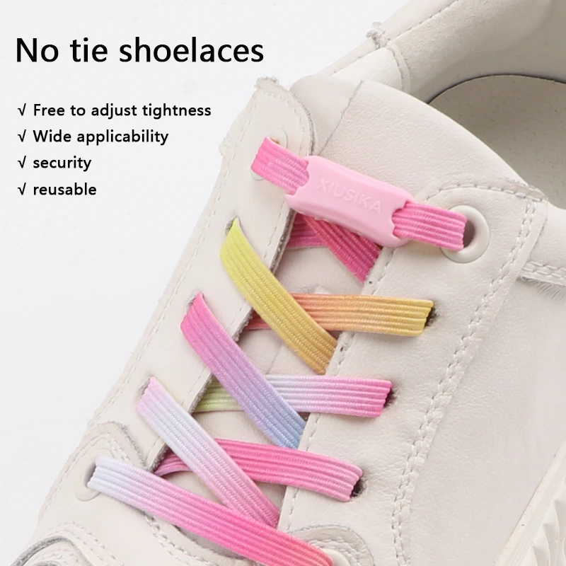 

No Tie Shoelaces Luxurious Glitter Shoelace Rainbow Elastic Laces Sneakers Innovation Flat Shoe Laces Without Ties Kids Adult