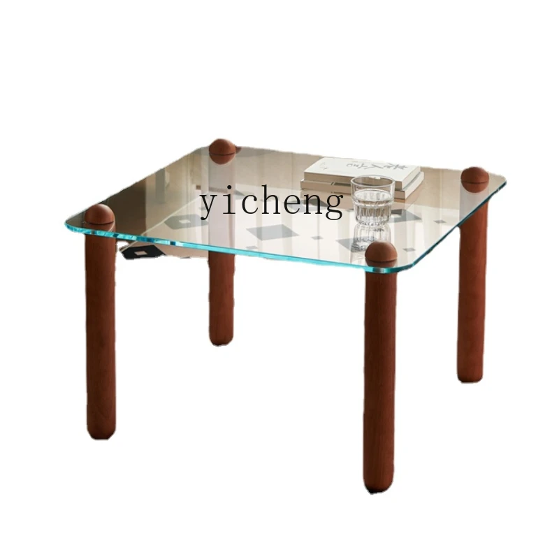 

Xl Solid Wood Tea Table Living Room Home Square Tempered Glass Design Small Table