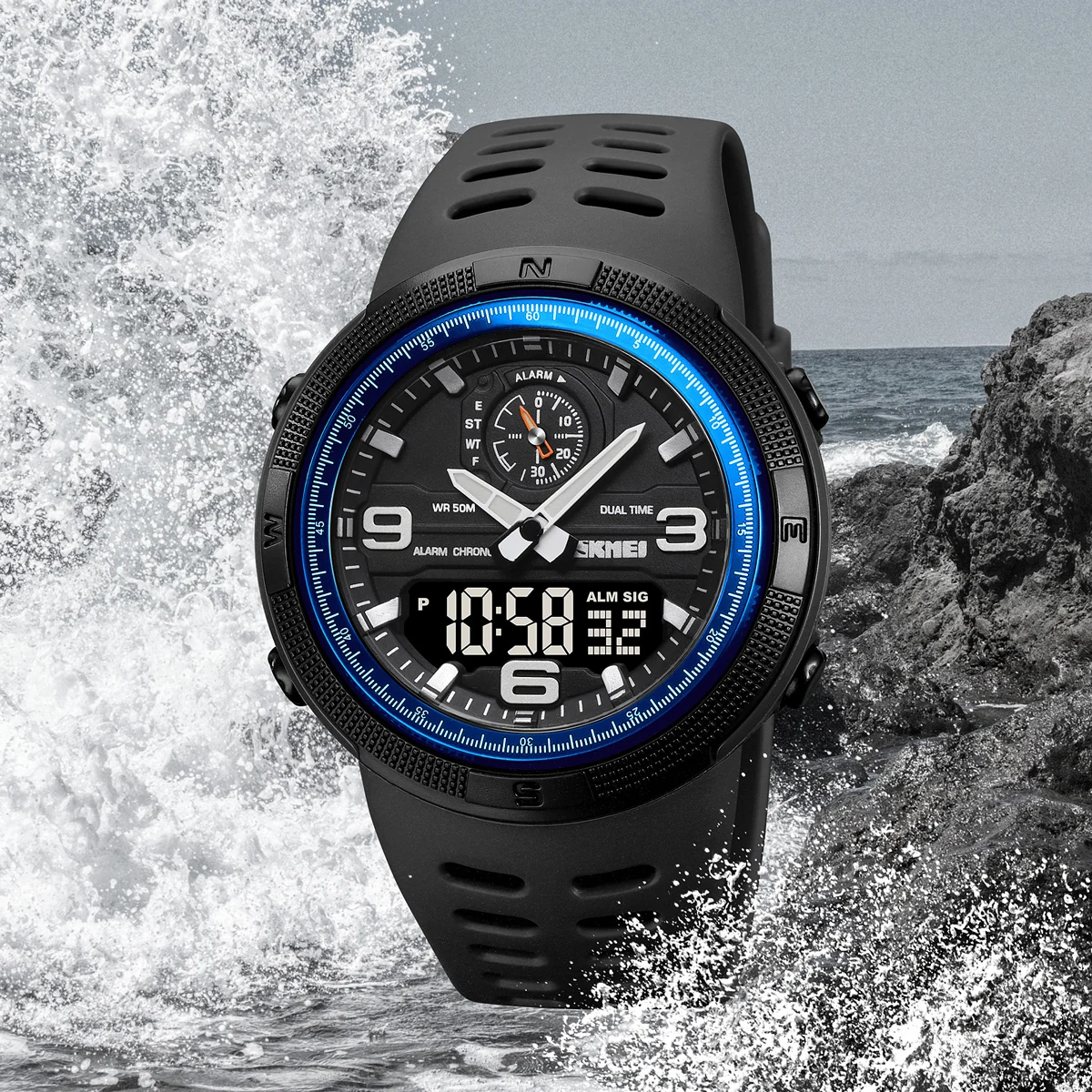 SKMEI 1655 Waterproof Sports Digital Watch - Dual Display Men's Electronic Wristwatch