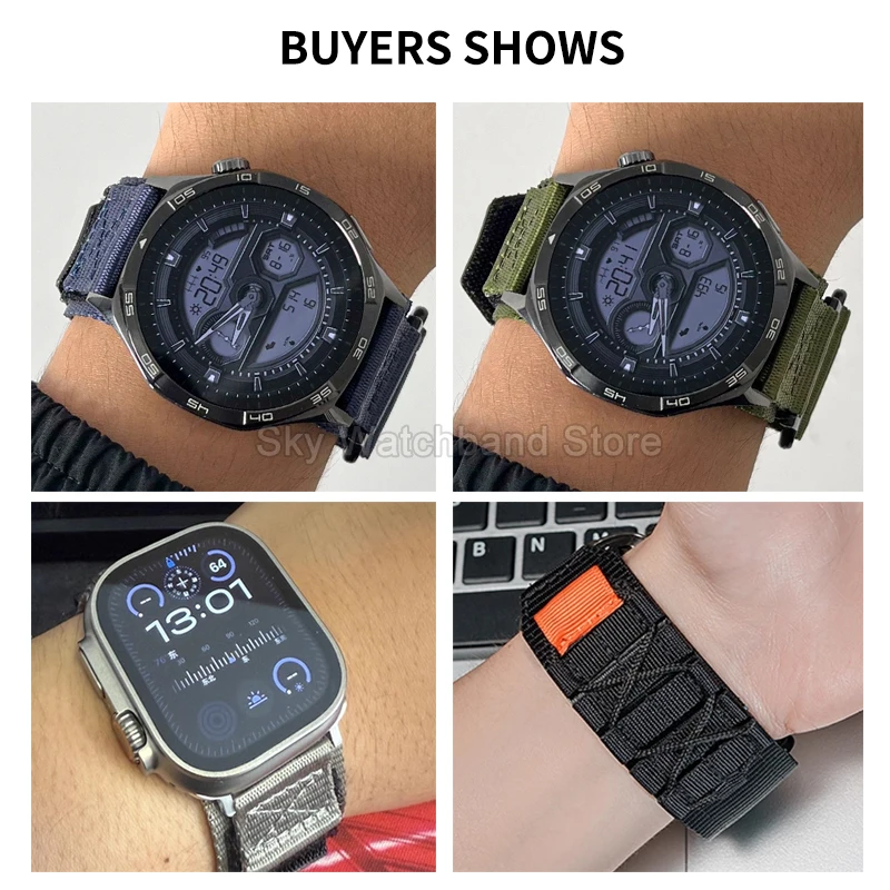 Breathable Skin-Friendly Nylon Watch Strap with Velcro Hook Design