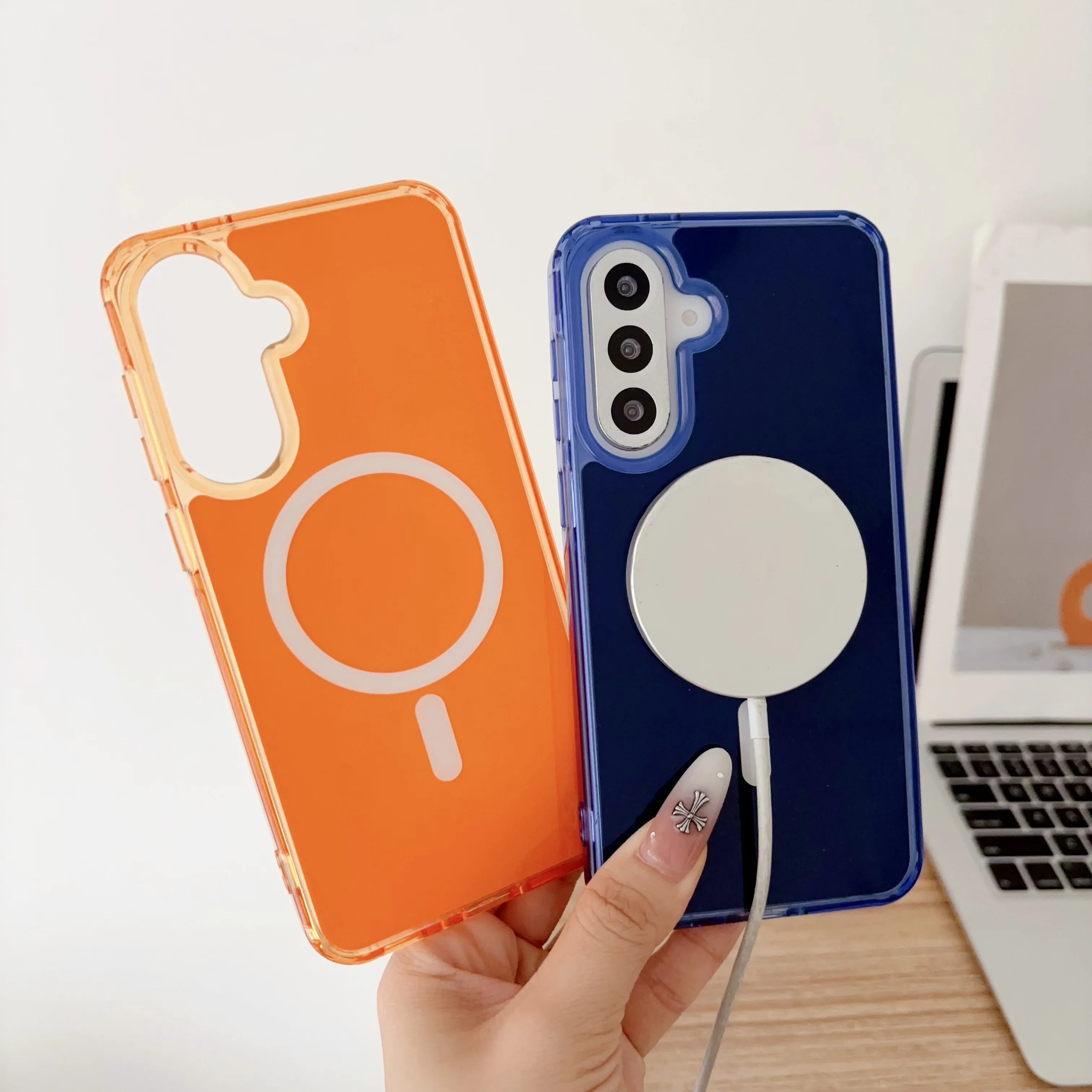 Hybrid Shockproof Magnetic Phone Case with Slim Hard PC Back Cover