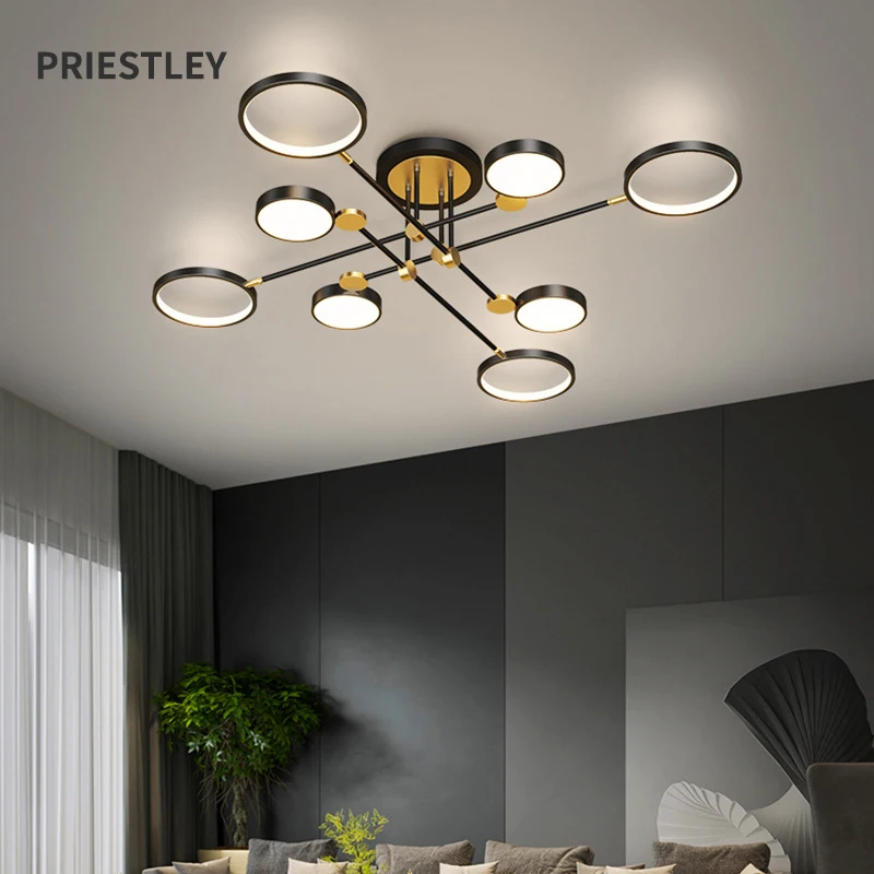 

LED Modern Ceiling Chandelier Home Indoor Decor For Living Dinning Room Bedroom Study Lamp Golden Ceiling Lamp Fixture Lustre