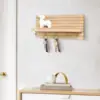 Decorative Key Holder for Wall with Shelf Entryway Wooden Floating Shelf with Hooks Home Decor Key Rack Mail Organizer for Wall 5