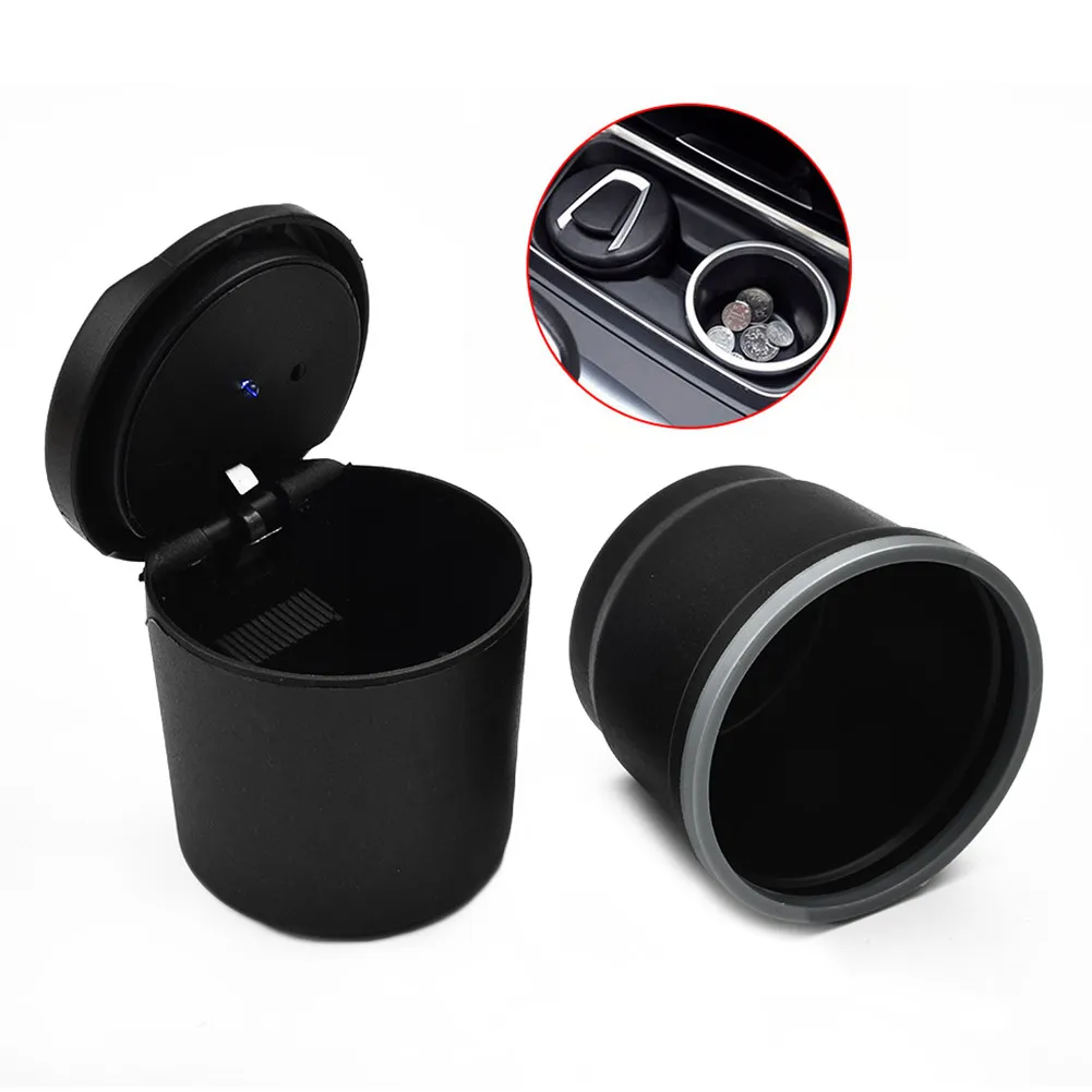 

Car Ashtray With LED Lamp Multi-Functional Ashtray Storage Jar For BMW Black Removable Auto Parts Accessories For Vehicles