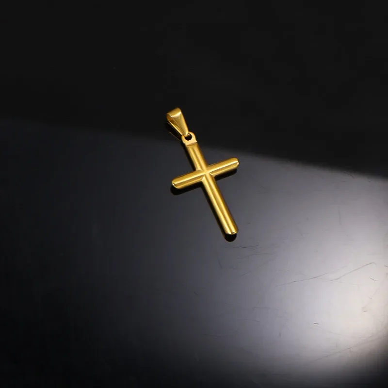 RHYSONG Fashion DIY 316L Stainless Steel Cross Pendant Necklace Gold Silver Color Charms For Women Jewelry Making Without Chain 2