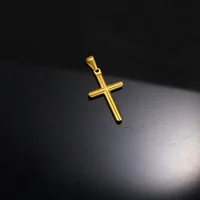 RHYSONG Fashion DIY 316L Stainless Steel Cross Pendant Necklace Gold Silver Color Charms For Women Jewelry Making Without Chain 2
