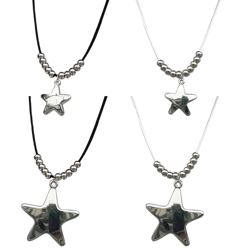 

Boho-Y2k Star Necklace Halloween Hip Hop Steel Star Charm Choker Chain Christmas New Year Jewelry Gift Women
