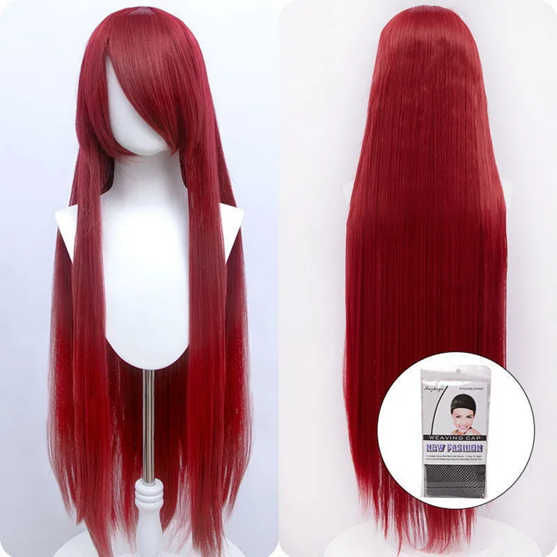 

100 см Синтетические длинные прямые парики с челкой косплей лолиты термостойкие искусственные волосы красочные длинные парики реквизит для вечеринки костюма