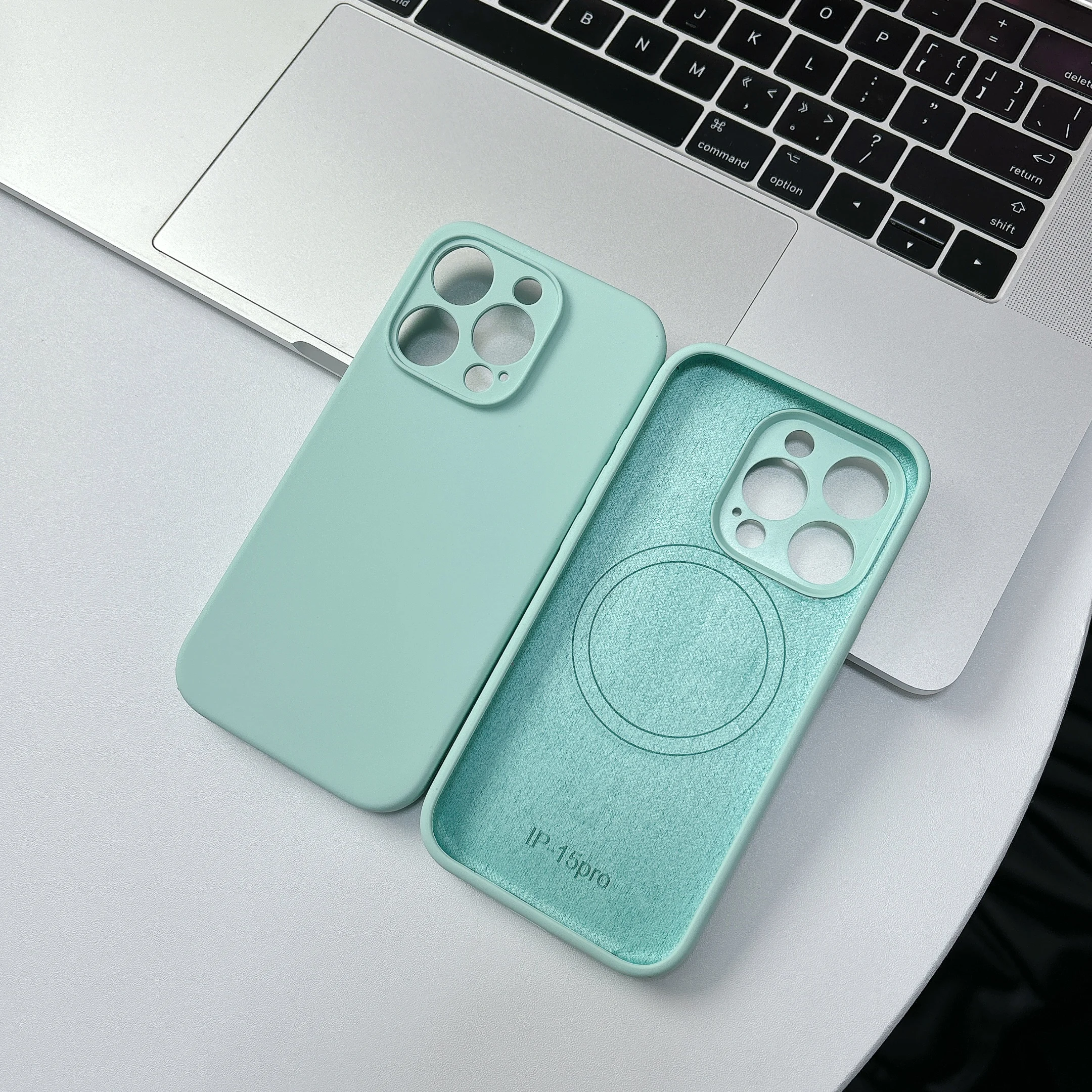 Premium Chinese Red Liquid Silicone Magnetic Case with MagSafe Compatibility, Wireless Charging, and Soft Touch Finish