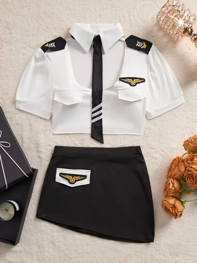 Plus Size Sexy Lingerie Female Halloween Carnival Police Officer Uniform Night Club Lady Exotic Cop Policewomen Cosplay Costume