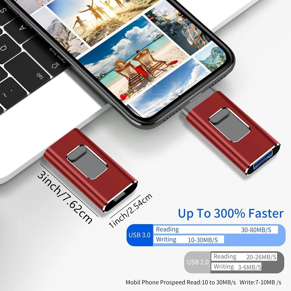 thumbnail image 4 of Memoria USB 3.0 de 256 GB, 128 GB, 64 GB, para iPhone, iPhone, PC, iPad y otros dispositivos, 4 of 5