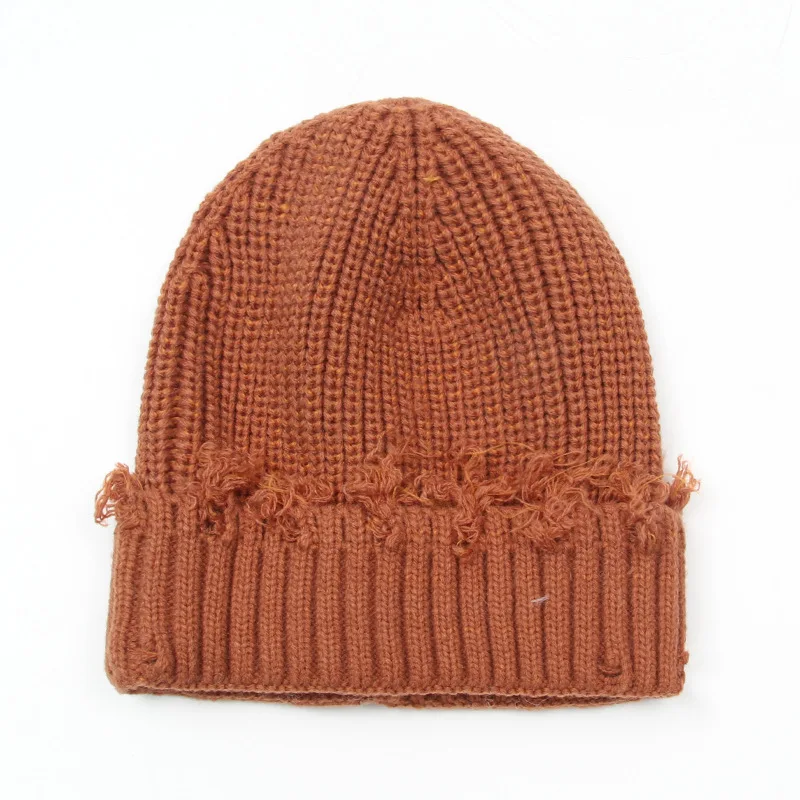 Winter mütze Frauen Harajuku gestrickte Mützen Mode warme Mützen Herbst Hip Hop Motorhaube Loch Schädel Unisex Basic Cap – Detail 12