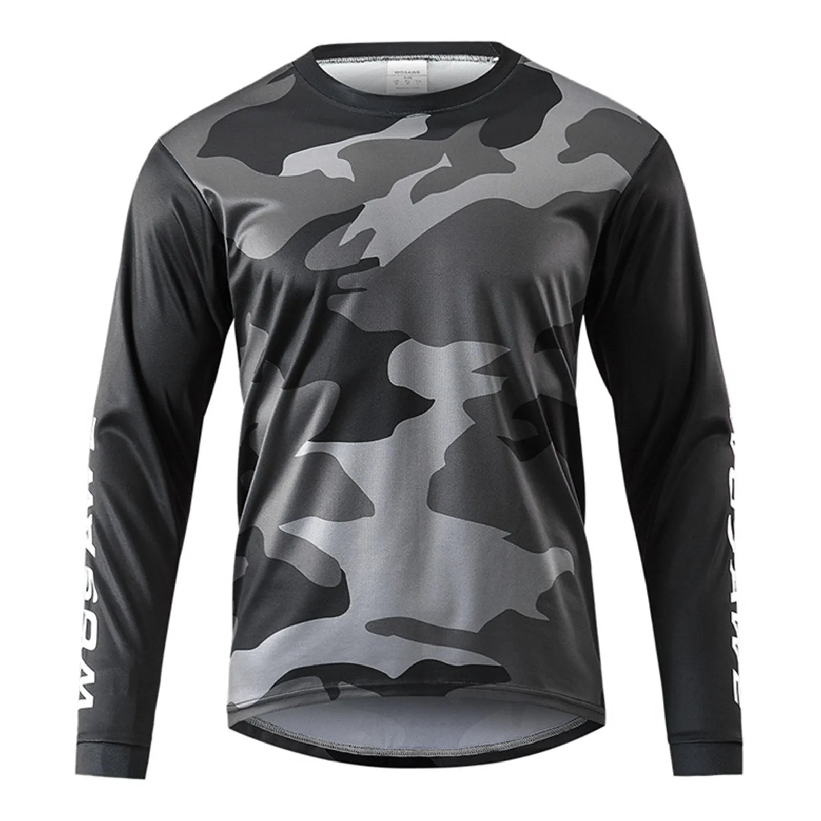 WOSAWE Camo Print Sports Cycling Jersey Long Sleeve T-Shirts Quick Drying Bicycle Motocross Mtb Downhill Shirts Loose Jerseys