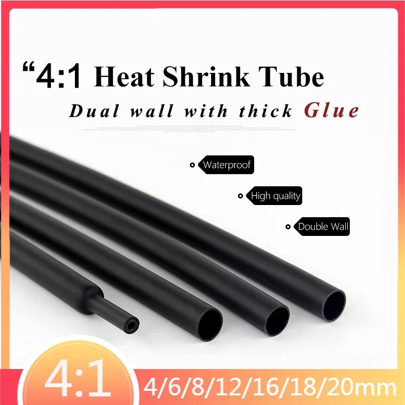 

5M-200Meters 4:1 4/6/8/12/16/18/20/24/32/40/52mm Diameter Heat Shrink Heatshrink Tubing Wrap Wire Tube with Glue Tube Sleeving