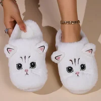 2024 New Cute Cat Slippers Fluffy Furry Women Home Slippers Men Winter Plush Slides Indoor Fuzzy Slippers Lovely Cotton Shoes 3