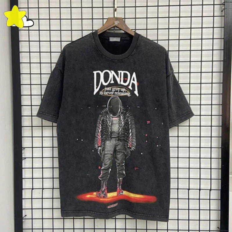 

2023 New Best Quality Kanye West T Shirt Men Women Cotton Oversized Washed Old Vintage Donda Tee Top Casual O-Neck Short Sleeve