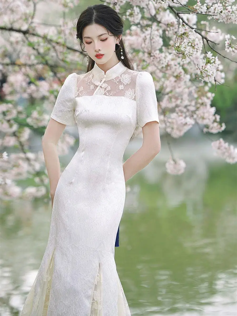 Женское винтажное Кружевное платье-Ципао