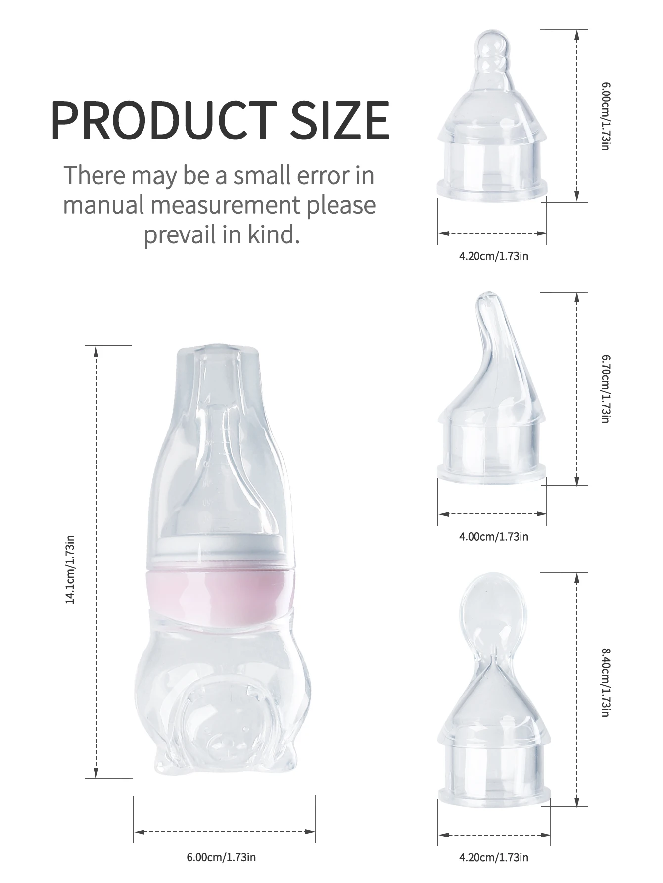 3 in 1 Feeding medicine Baby Silicone bottles Drink milk eat rice paste with 3 Replacement Heads BPA Free Bottle