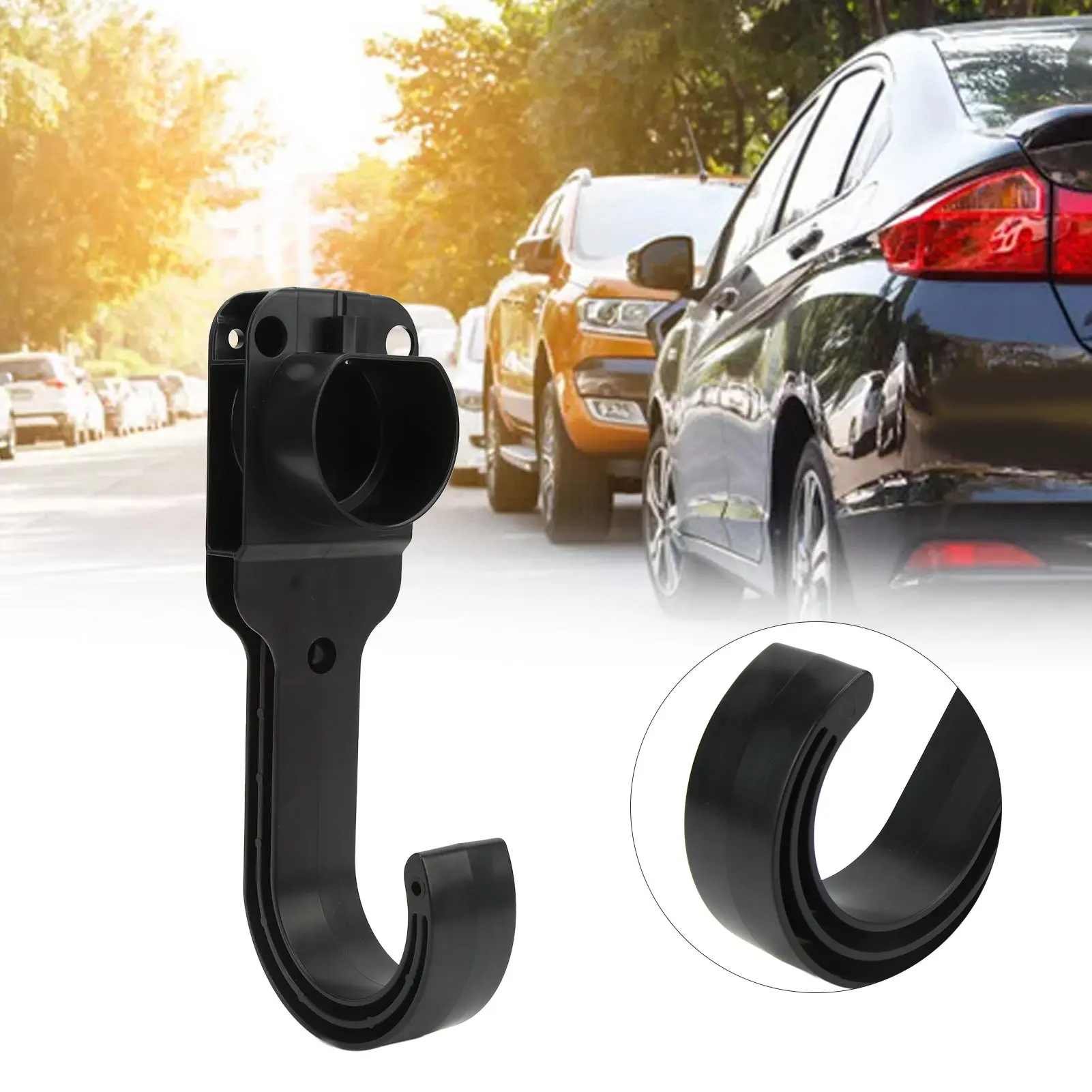 Wall Mounted EV Charger J Hook Electric Vehicle Charging Cable Holder Organizer Universal For Type 2 Plug ev charging cable holder