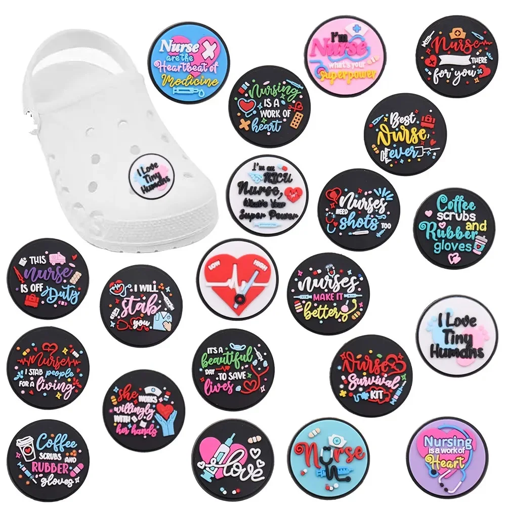 

Хорошее качество, 1 шт., подвески для обуви из ПВХ, Английский Девиз, медсестра, искусственная кожа, подходят для детей, DIY, подарок