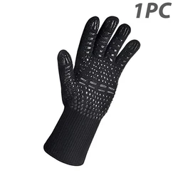 Heat - Resistant Silicone Oven Mitts - Fireproof, Non - Slip Gloves for Cooking, Baking, and BBQ Grilling (1pcs)