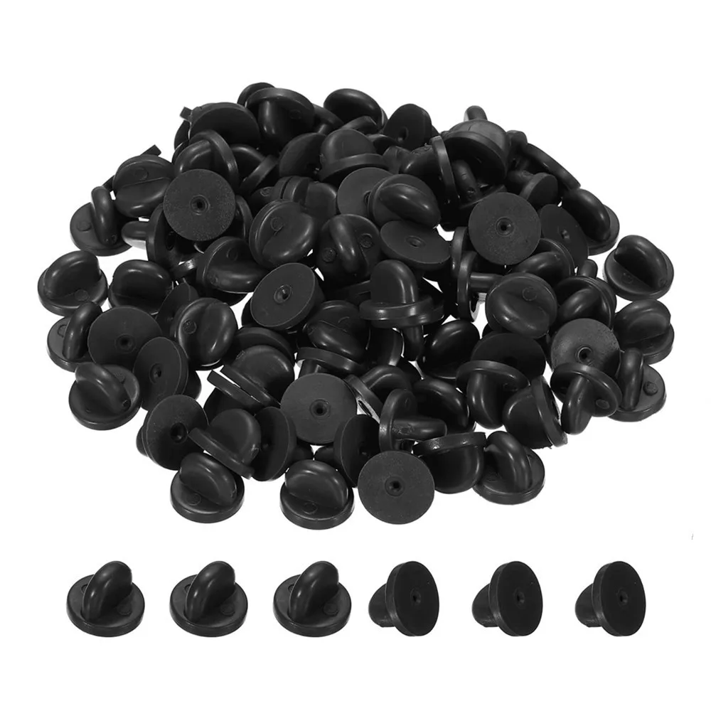 50pcs PVC Rubber Pin Backs Butterfly Clutch Tie Tack Lapel Holder Clasp Pin Cap Keepers Uniform Badges Replacements