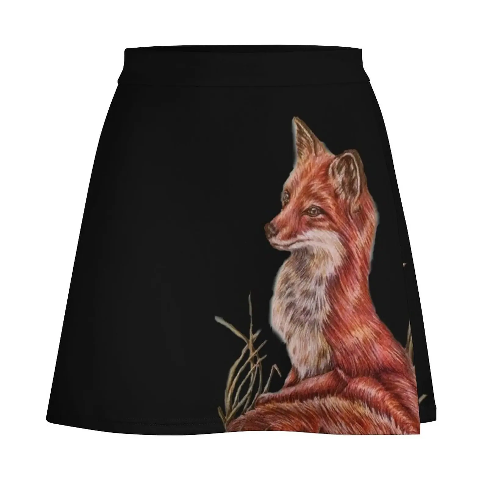 Red Fox Art Animal Drawing Mini Skirt kpop dresses summer woman 2023 skirt for woman