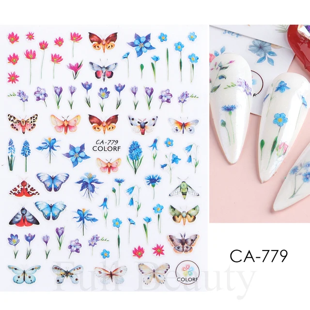 NailYork - Nail Export Salon Supplies - The 3D Flower Style Nail Stickers with Pink Purple Blossom Florals | Decals also with Leaves | Nail Art Adhesive Sliders Super Charms| Nail Art and Manicure Decorations - Image 6