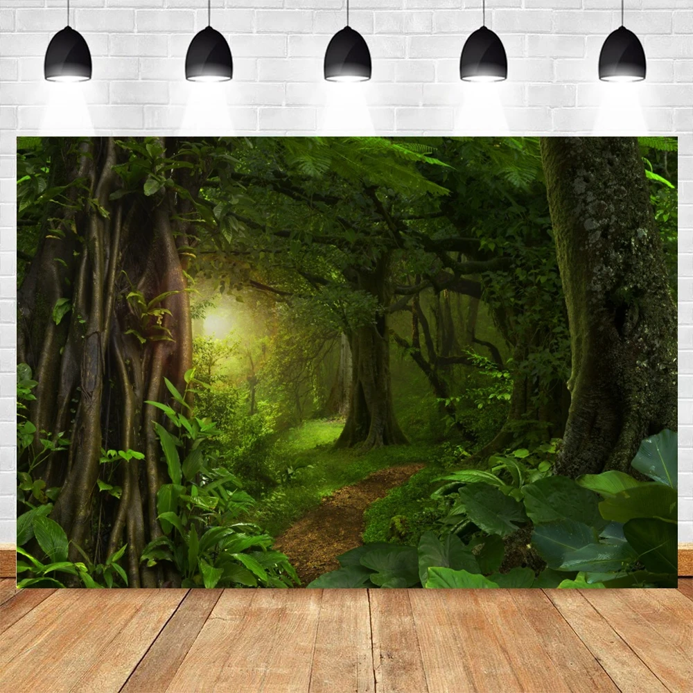 Spring Forest Backdrop Tropical Jungle Rainforest Backdrops for Photography Camping Adventure Birthday Background Photo Studio photo backdrop