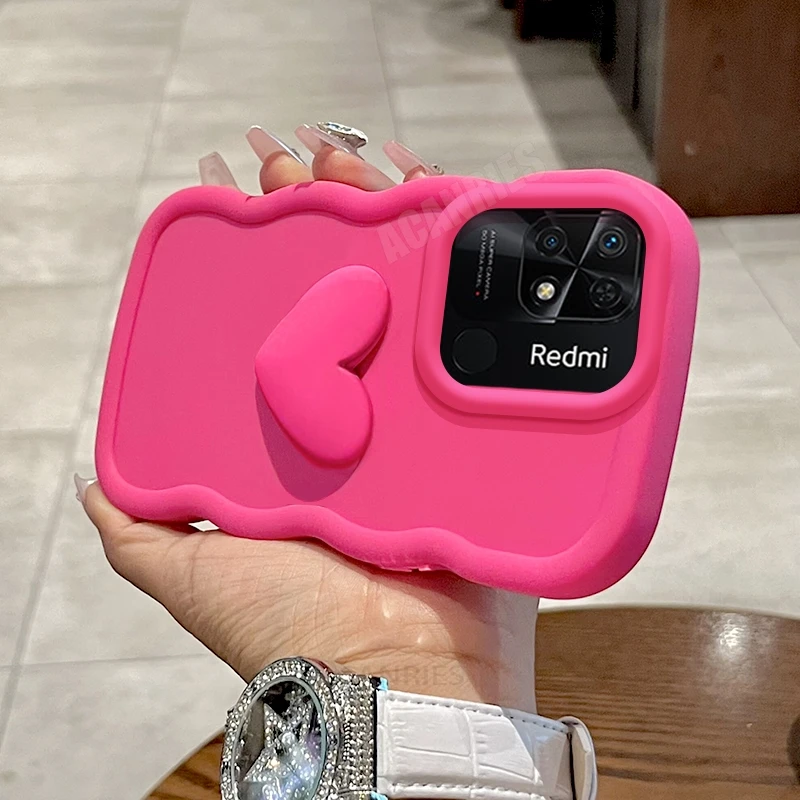 Love Heart Candy Wavy Silicone Shockproof Soft Case - Radiant Red