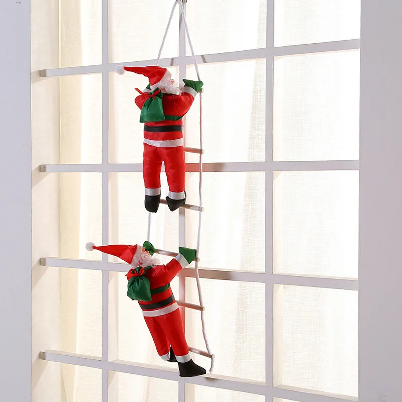 Christmas Santa Claus Climbing Ladder Doll Christmas Tree Hanging Decoration Indoor Door Wall Christmas Pendant New Year Gifts