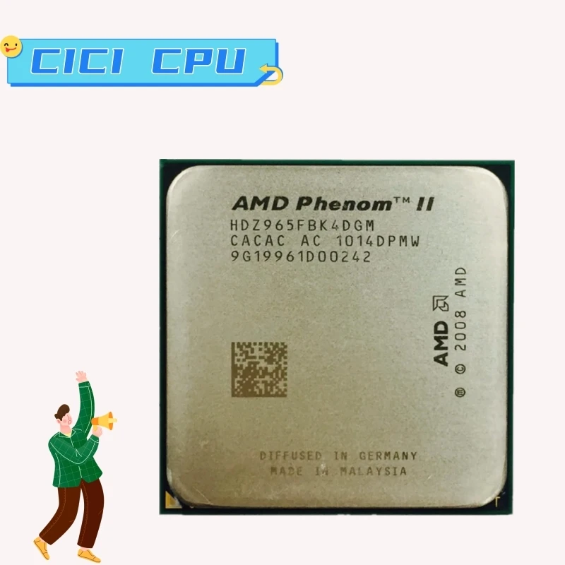 Amd Phenom Ii X4 965 X4-965 3.4Ghz Processore Cpu Quad-Core Socket Am3