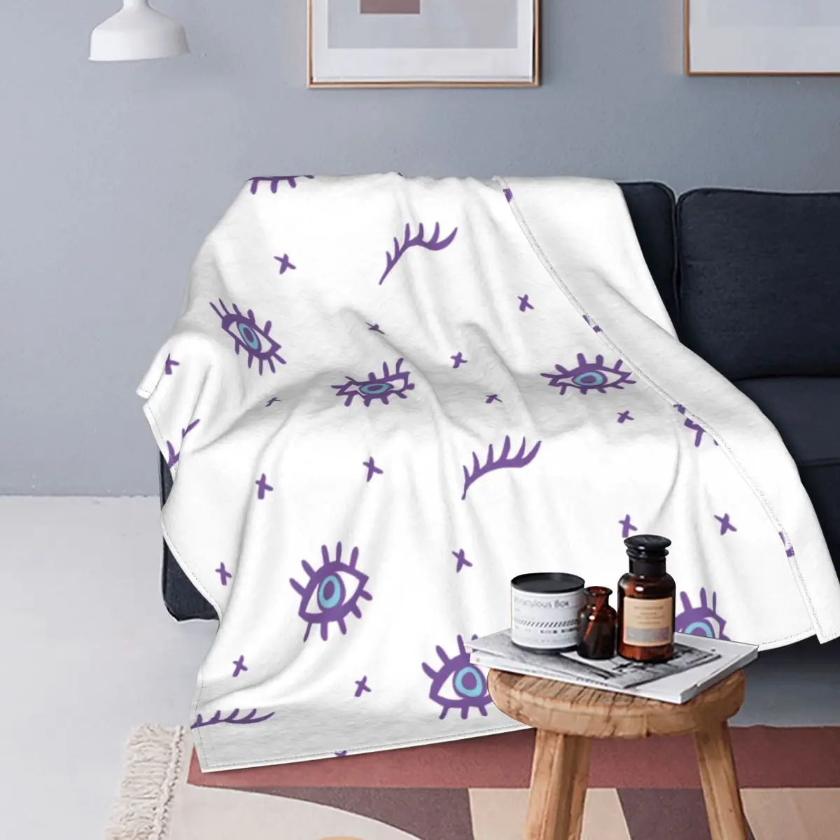 

Winking Neon Psychedelic Eyes Fashion Blankets Fleece Decoration Portable Ultra-Soft Throw Blankets for Bed Bedroom Bedspread