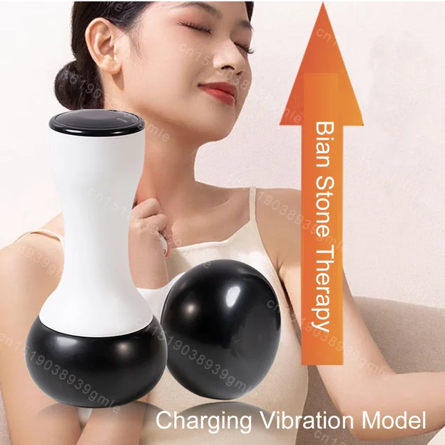 Electric Bianstone Guasha Massager Hot Stone Scraping Vibration Massage Relax Muscles Massage Vibration Skin Lift Care Spa