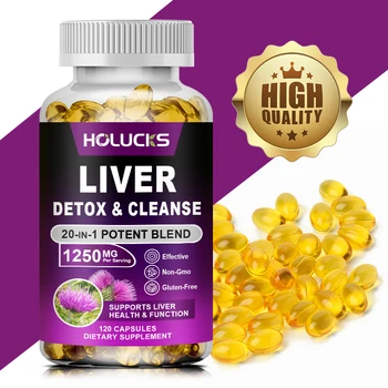 Holucks Liver Detox Cleanse Capsules, with Milk Thistle, Dandelion, Protection Cardiovascular, Antioxidant, Detox Support 1