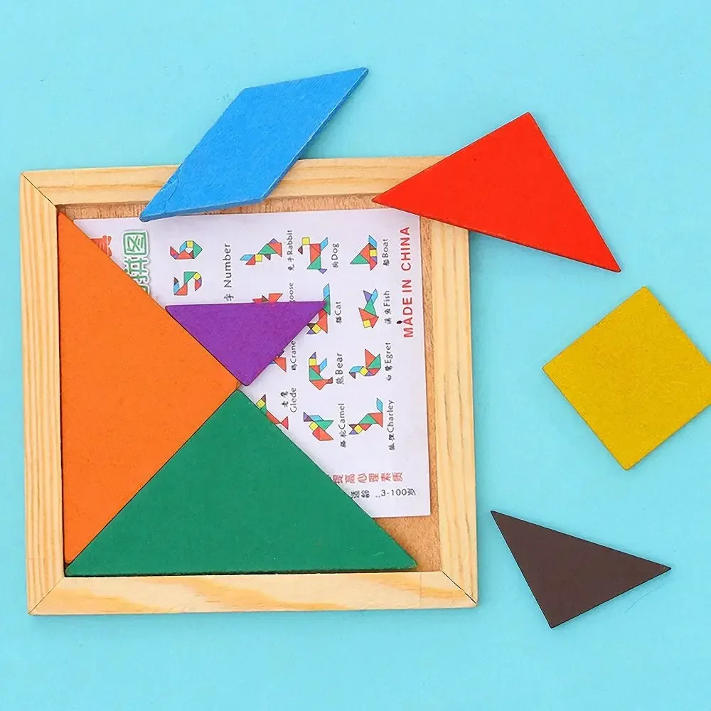 Kids Montessori Wooden Tangram Jigsaw Puzzle Wood Toys Colorful IQ Game Brain Teaser Intelligent Educational Toys for Children jigsaw puzzles,wooden jigsaw puzzles,wooden puzzle toys,educational puzzles,mini jigsaw puzzle,wooden game board toys,wooden blocks toys
