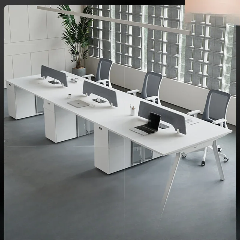 Staff office desk and chair combination 6 people 4 simple modern office row, workstation table Company staff computer desk