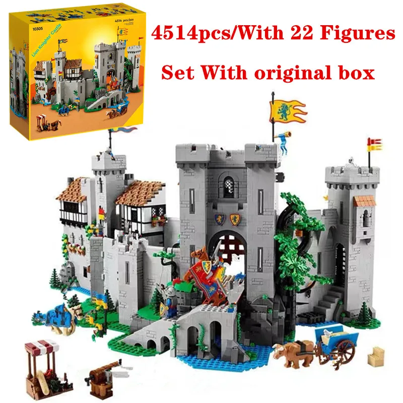 

10305 With Original Box Limited Lion King Knights Medieval Castle Model Building Blocks Brick Assembly Toys Kids Christmas Gift