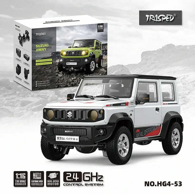 남아용 RC카 락 크롤러, 오프로드 클라이밍 트럭, LED 라이트 시뮬레이션 사운드, RTR JIMNY 리모컨 차량 장난감, 4WD, 1/16