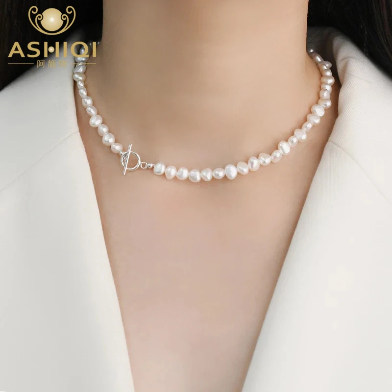 2266085-8a1d4c.jpg S0b87806674024455b6f5916dea97c2b8z Natural Freshwater Pearl OT Clasp Necklace 925 Sterling Silver Jewelry for Women Mallzona