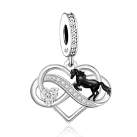 FC Jewelry Fit Original Charm Bracelet  925 Sterling Silver Infintiy Heart Black Horse Bead For Making Mother's Day Berloque DIY 1