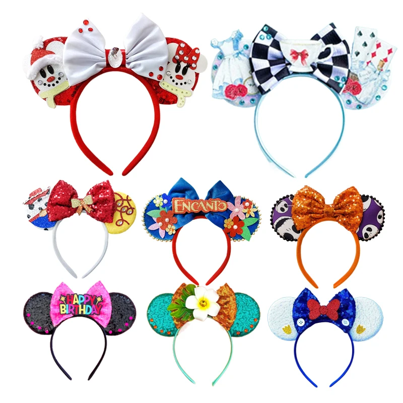 

Newest Mickey Mouse Ears Headband Minnie Hairband Hot Cartoon Character Cosplay Adult Kids Halloween Party Travel Hair Accessory