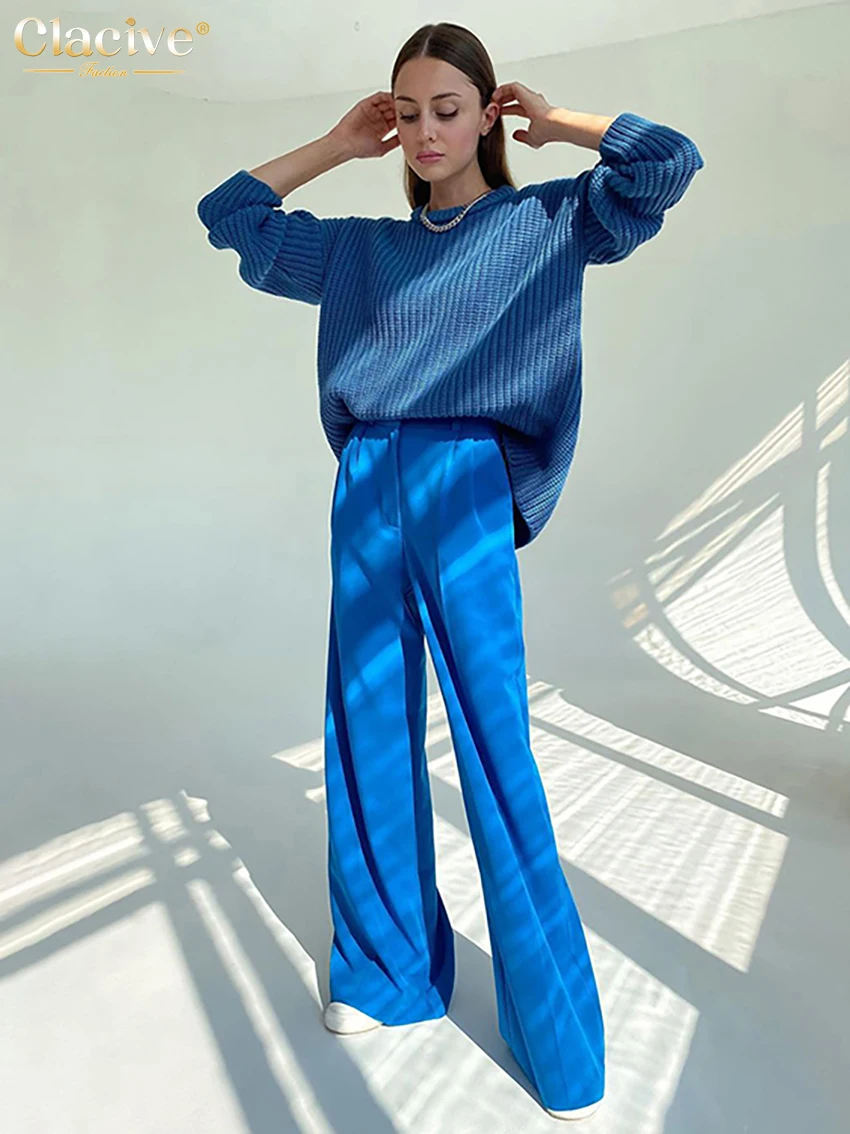 High Waist Wide Trousers Ladies Casual 