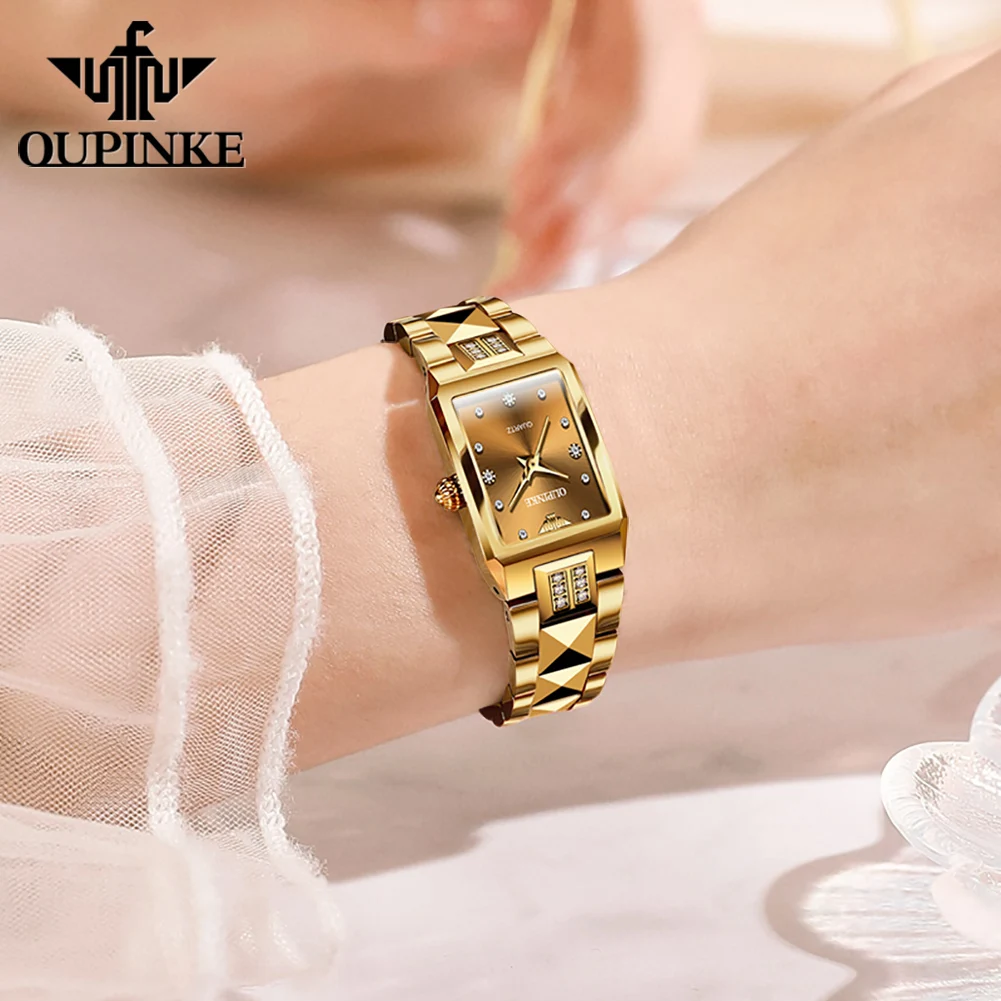 OUPINKE 3246 Woman Watch Business Deep Waterproof Quartz Watch For Women Tungsten Steel Strap Luxury Original Ladies Wristwatch
