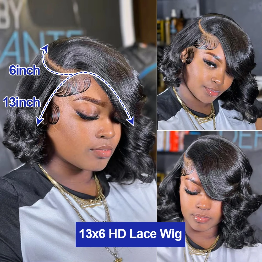 Loose Deep Wave Short Bob Wig 13x4 Body Wave Glueless Wig 100 Human Hair Brazilian 13x6 Hd Lace Frontal Wig For Women Preplucked 3