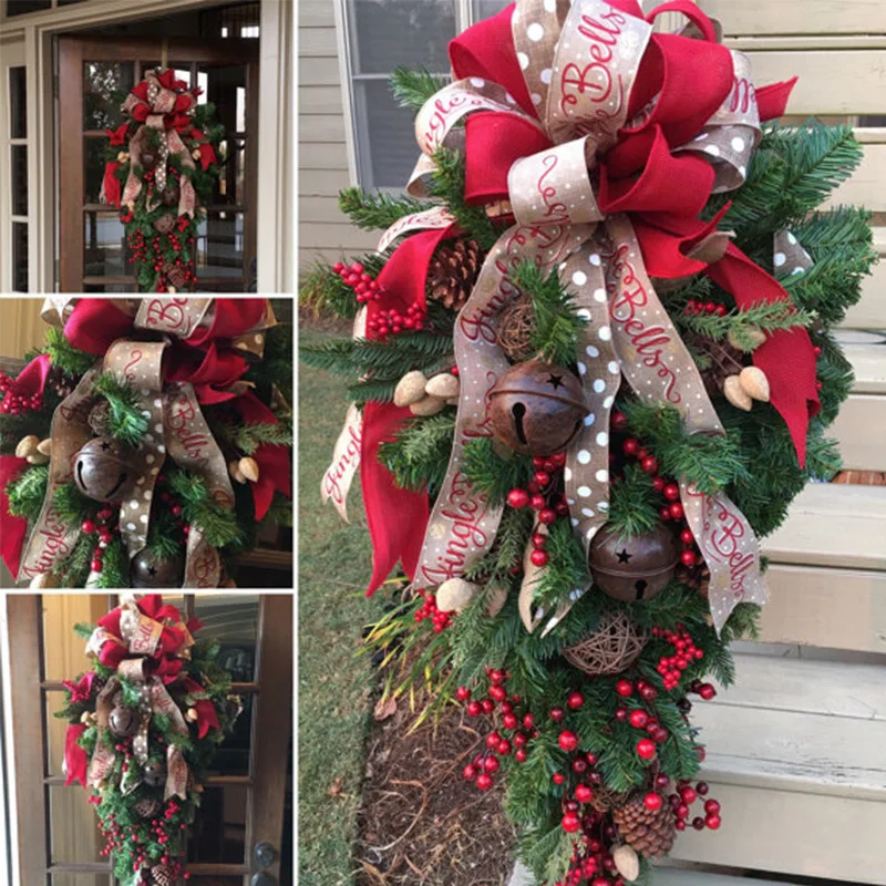 

New Christmas Wreath Front Door Christmas Wreath Red Ball Ornaments For Door Window Mantle Indoor Outdoor Christmas Decoration