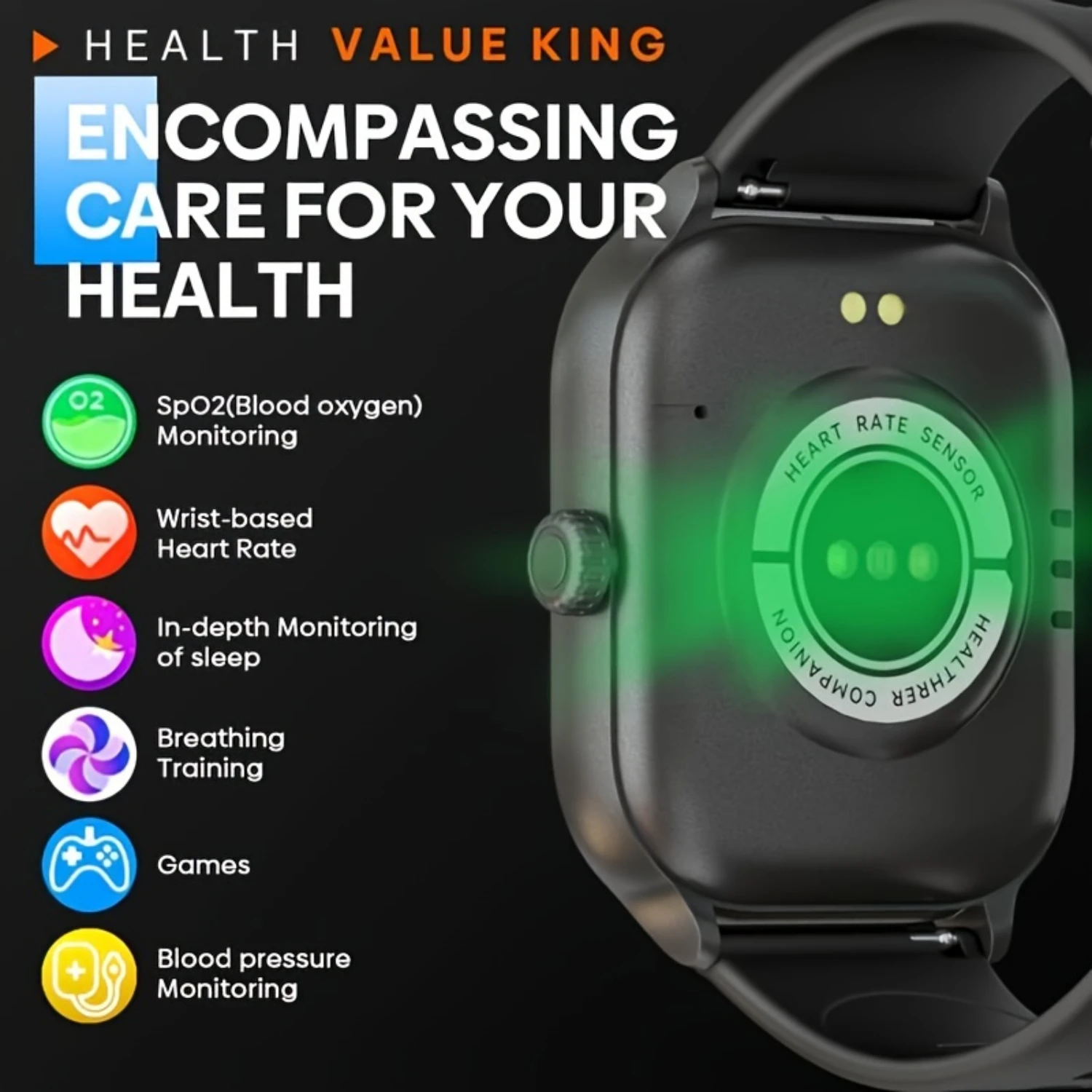 Men Smart Watch 5.11cm HD Screen Wireless Calling Voice Assistance Sleep Monitoring Multi